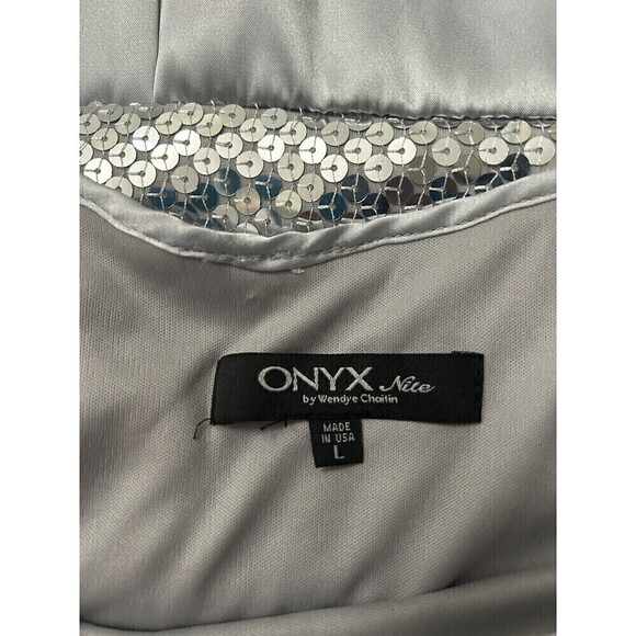 Onyx Nite Top Womens Sequence Silver  Size Large Evening Going‎ Out Concert - Picture 2 of 8